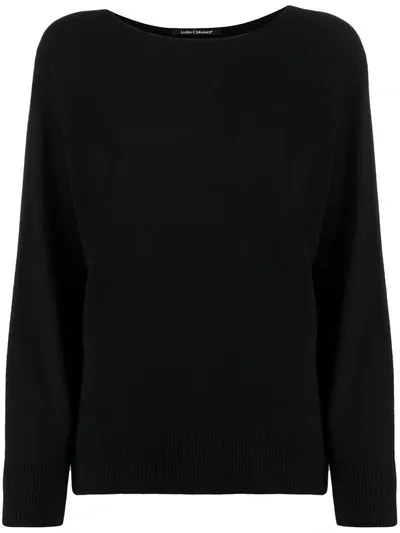 Luisa Cerano Boat Neck Knit Top In Black