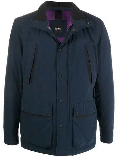 Hugo Boss Stand-up Padded Jacket In Blue