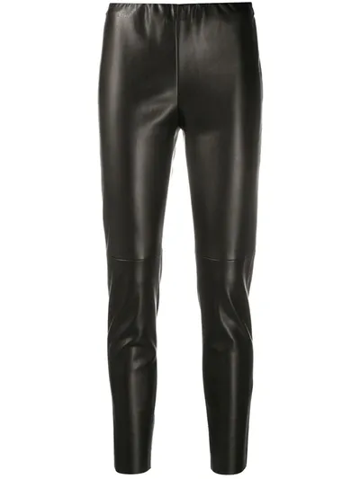 Semicouture Synthetic Leather Pants In Black