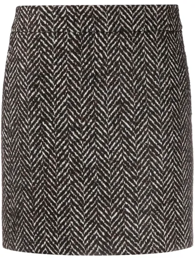 Luisa Cerano Herringbone Print A-line Skirt In Black