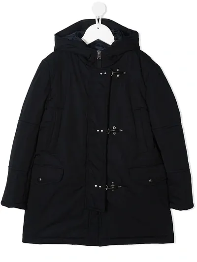 Fay Teen Hooded Duffle Coat In Blue