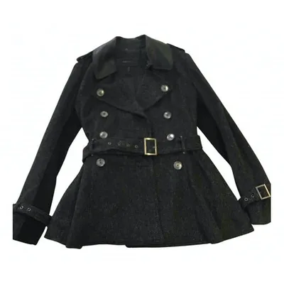 Pre-owned Bcbg Max Azria Wool Peacoat In Black