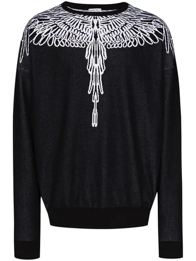 Marcelo Burlon County Of Milan Pictorial Wings Crew Neck Sweatshirt In Black