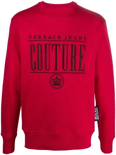 Versace Jeans Couture Logo Print Sweatshirt In Red