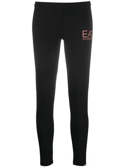 Ea7 Logo Print Track Pants In Black