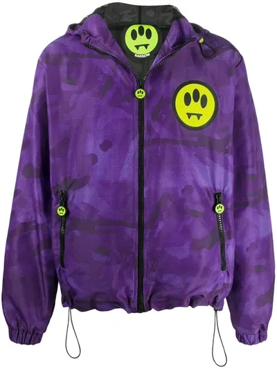 Barrow Smiley Print Hooded Jacket In Purple