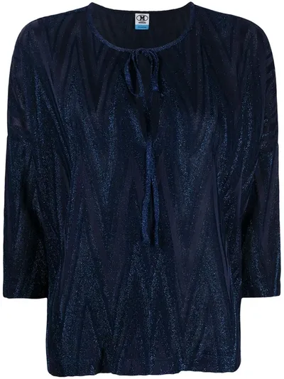 M Missoni Zig-zag Knit Blouse In Blue