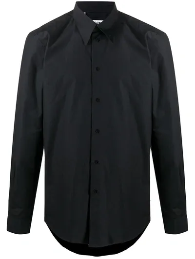 Msgm Embroidered-collar Formal Shirt In Black