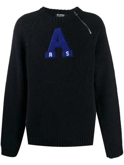 Raf Simons Letterman Jumper In Blue