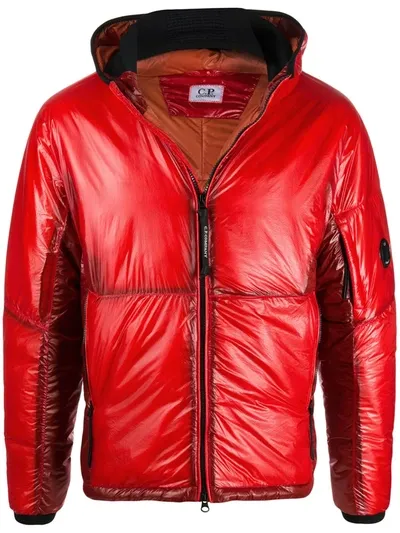 C.p. Company Panelled Puffer Jacket In Red