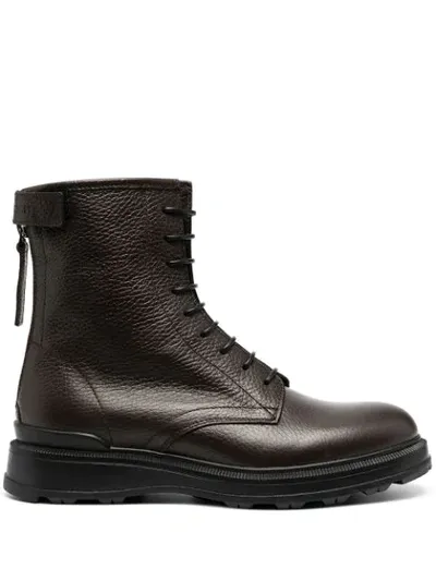 Woolrich Pebbled Ankle Boots In Brown