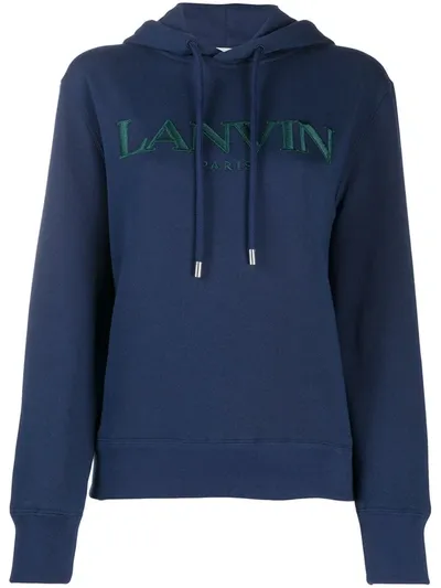 Lanvin Embroidered Logo Hoodie In Blue