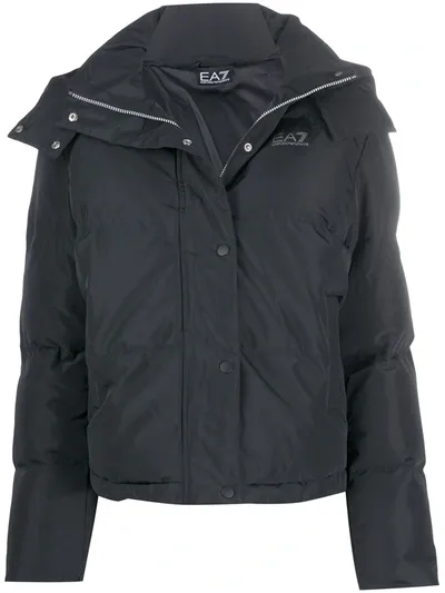 Ea7 Long-sleeved Puffer Jacket In Black