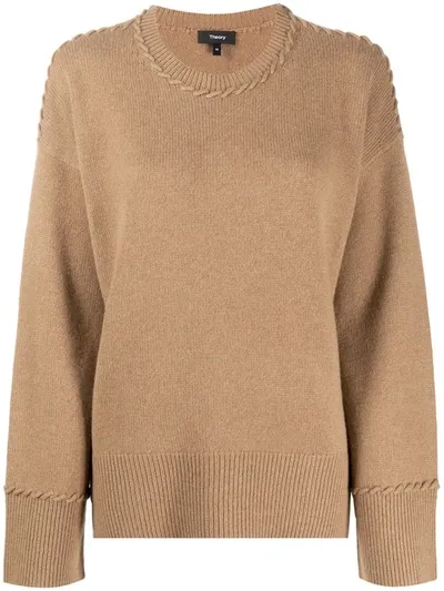 Theory Relaxed Cashmere-knit Jumper In Brown