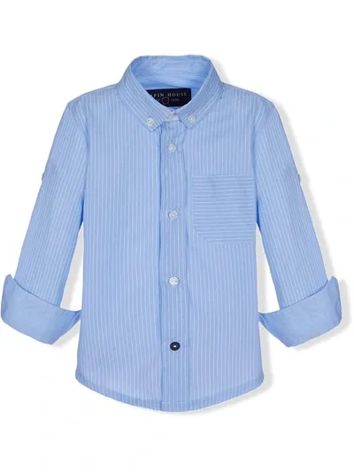 Lapin House Kids' Stripe-print Button-down Shirt In Blue