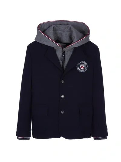 Lapin House Kids' Logo Patch Hooded Blazer In Blue