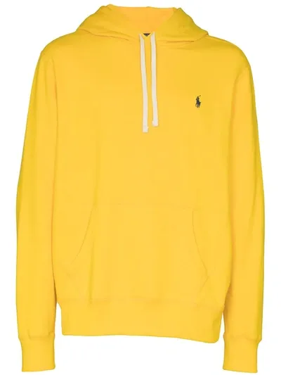 Polo Ralph Lauren Embroidered Logo Hoodie In Yellow