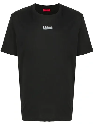 Hugo Tape Logo Crew Neck T-shirt In Black