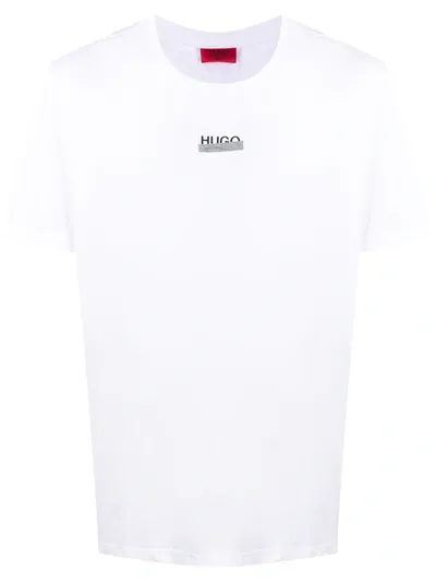 Hugo Tape Logo Crew Neck T-shirt In White