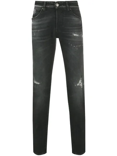 Pt05 Distressed Straight-leg Trousers In Black