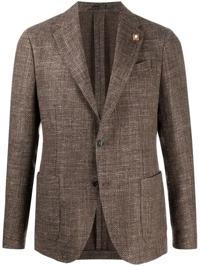 Lardini Marled Woven Blazer In Brown