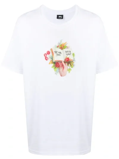 Stussy Graphic Print T-shirt In White