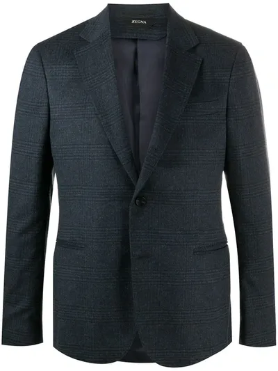 Z Zegna Check Pattern Blazer In Blue