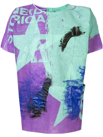 Raf Simons Handpainted Hospital T-shirt In Purple,green,black