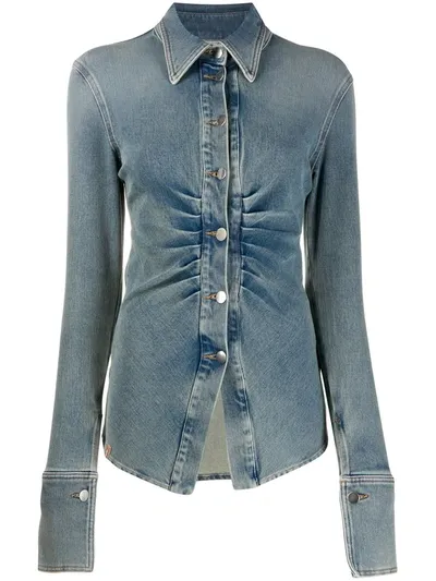 Ssheena Gathered Denim Shirt In Blue