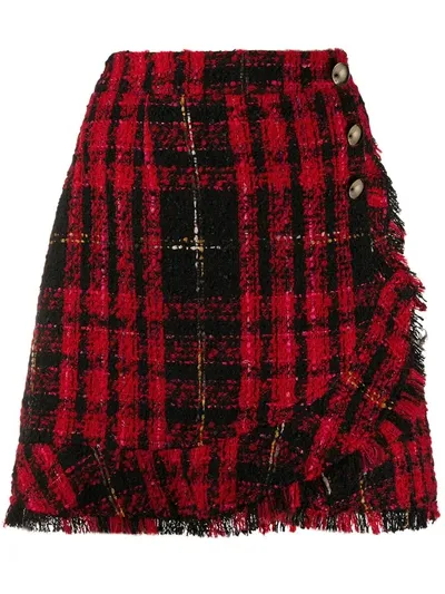 Liu •jo Tartan Wrap Skirt In Black