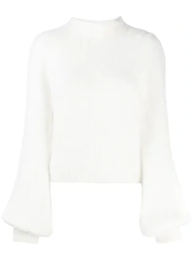 Amen Textured Bell-sleeve Jumper In White