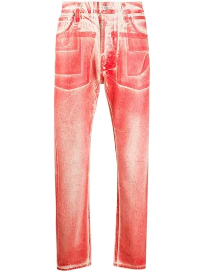 Helmut Lang Faded Straight-leg Jeans In Red