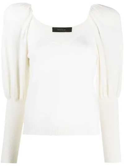 Federica Tosi Puff-sleeve Knit Jumper In Neutrals