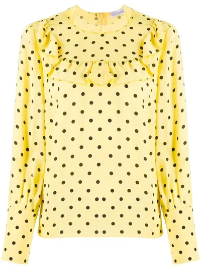 Red Valentino Polka Dot Blouse In Yellow