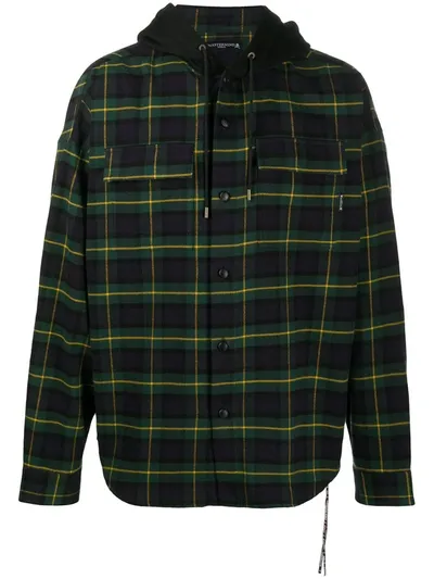 Mastermind Japan Hooded Plaid Shirt Jacket In Green