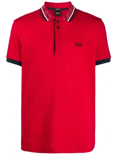 Hugo Boss Short Sleeve Polo Shirt In Red