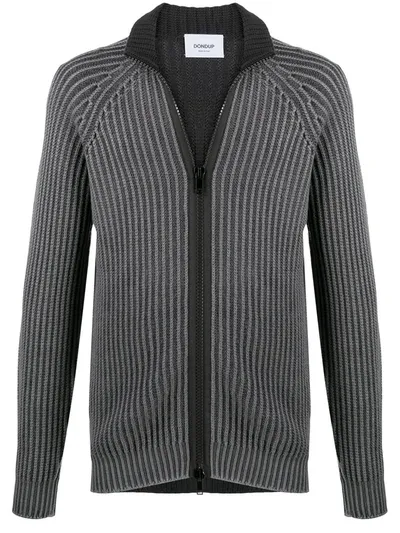 Dondup Ribbed-knit Zipped Jumper In Grey