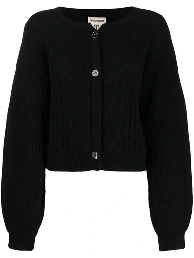 Semicouture Cable-knit Cardigan In Black