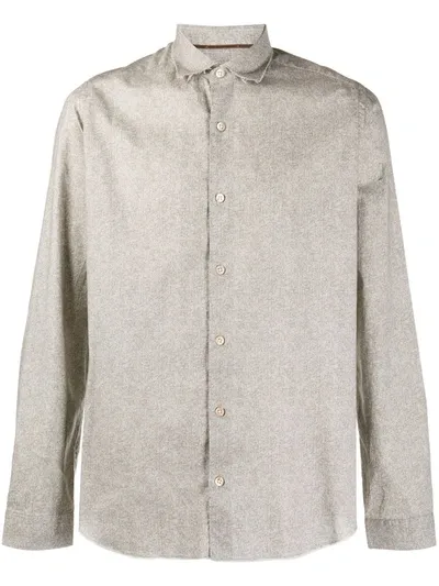 Tintoria Mattei Pointed Collar Cotton Shirt In Grey