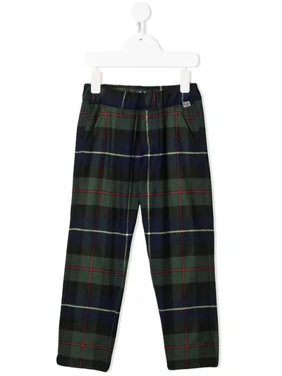 Il Gufo Kids' Elasticated Checked Trousers In Blue