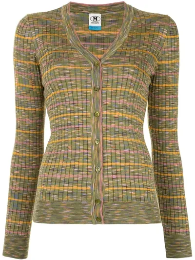 M Missoni Striped Ribbed-knit Cardigan In Green