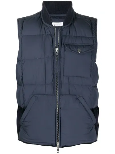 Caruso Padded Zip-up Gilet In Blue