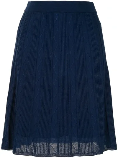 M Missoni Ribbed-knit Midi Skirt In Blue