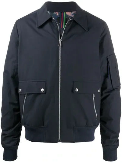 Ps By Paul Smith Zip-up Fitted Jacket In Blue