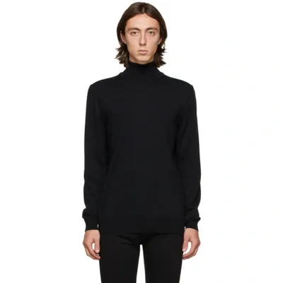 Hugo Black Wool San Thomas Turtleneck In 1 Black