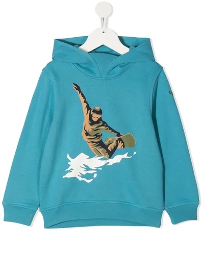 Il Gufo Kids' Snowboard Print Hoodie In Blue