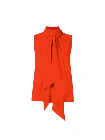 Paule Ka Scarf-neck Crepe Top In Orange