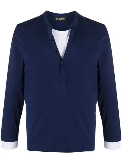 Neil Barrett Layered Buttoned Top In Blue