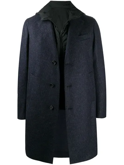 Z Zegna Herringbone Two-piece Coat In Blue