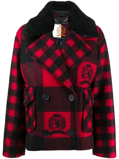 Tommy Hilfiger Emblem-print Gingham Coat In Red